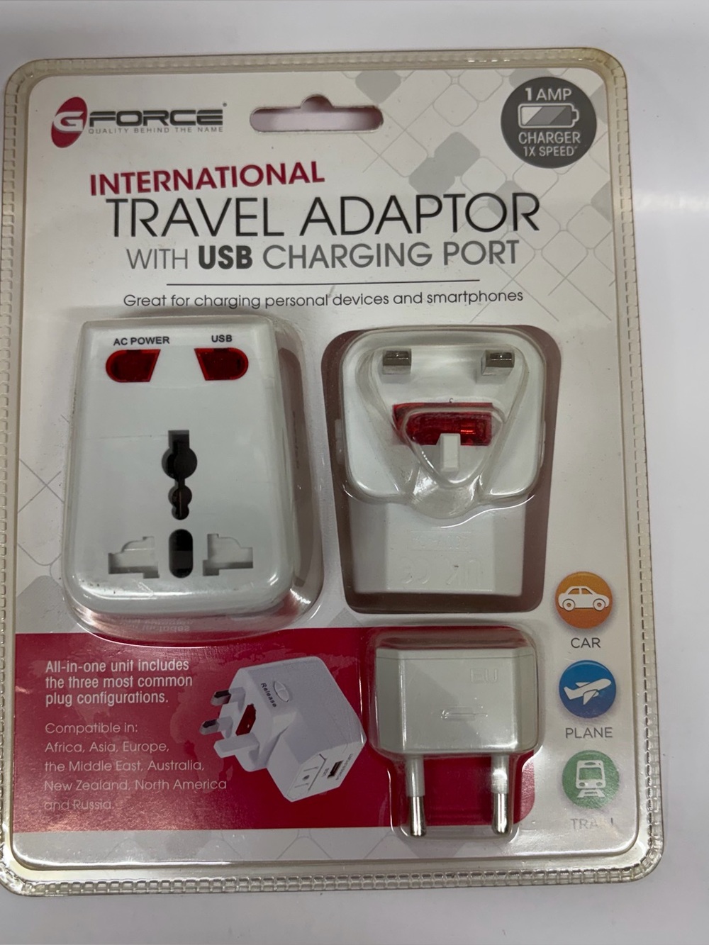 G FORCE International Travel Adapter USB Charger port Plane Car Train etc